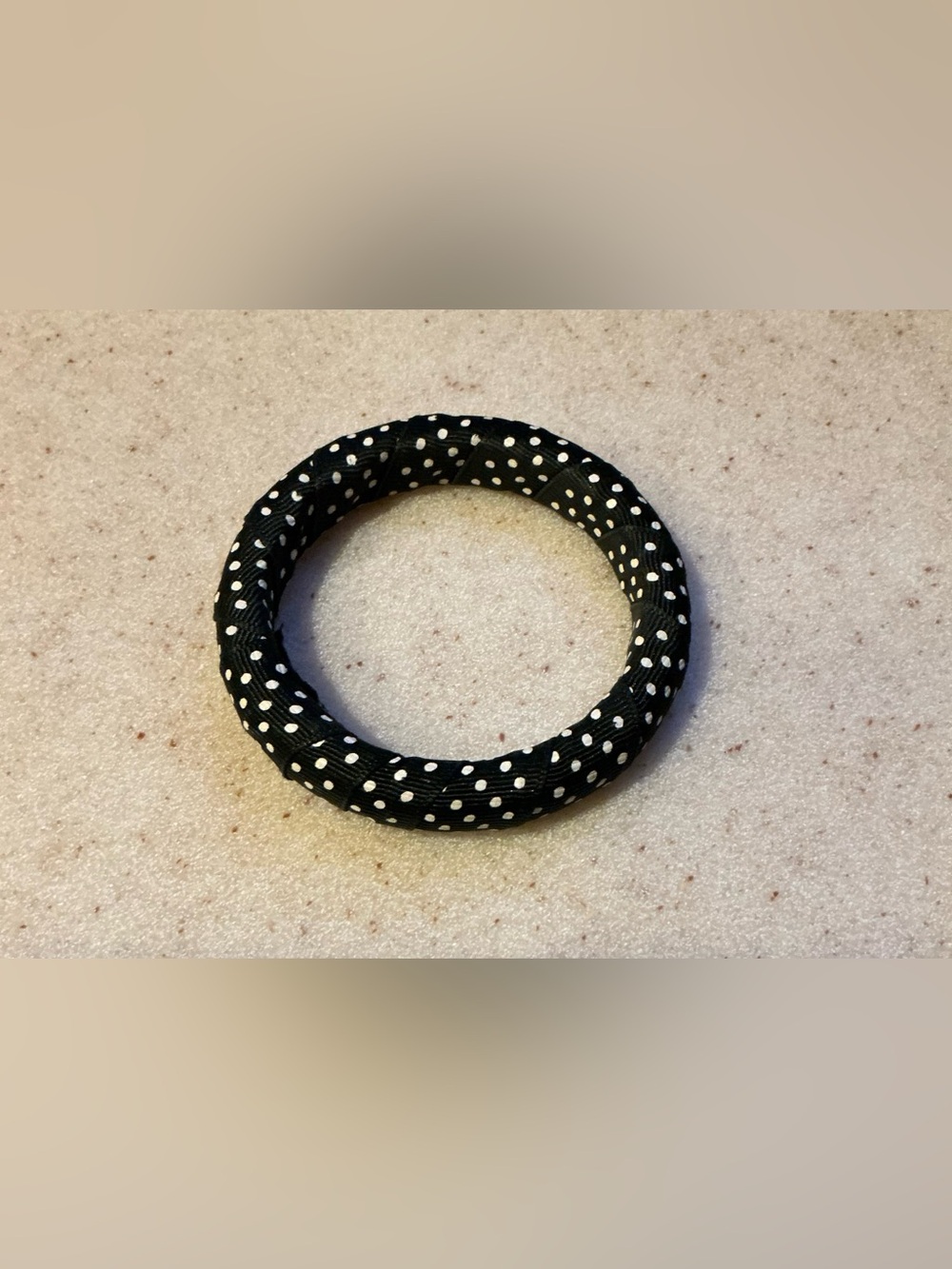 Black Polka Dot Fabric Bangle Bracelet